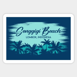 Senggigi Beach Lombok Indonesia Retro Beach Landscape Sticker